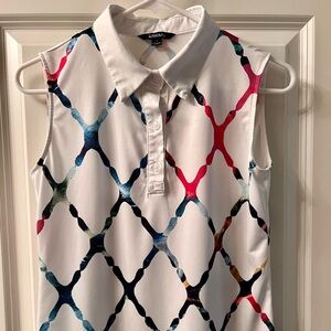 Acegolfs Women's Golf Sleeveless Geometric Print Top - Multicolor